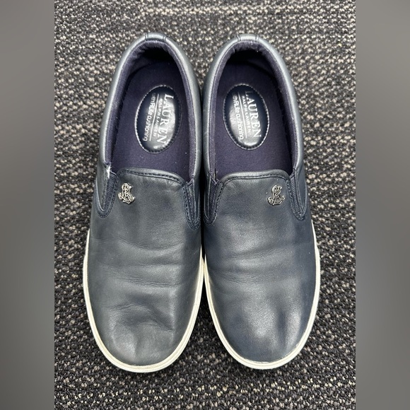 Lauren Ralph Lauren | Women's Blue Leather Slip-On Sneakers – Size 8 - Picture 2 of 8
